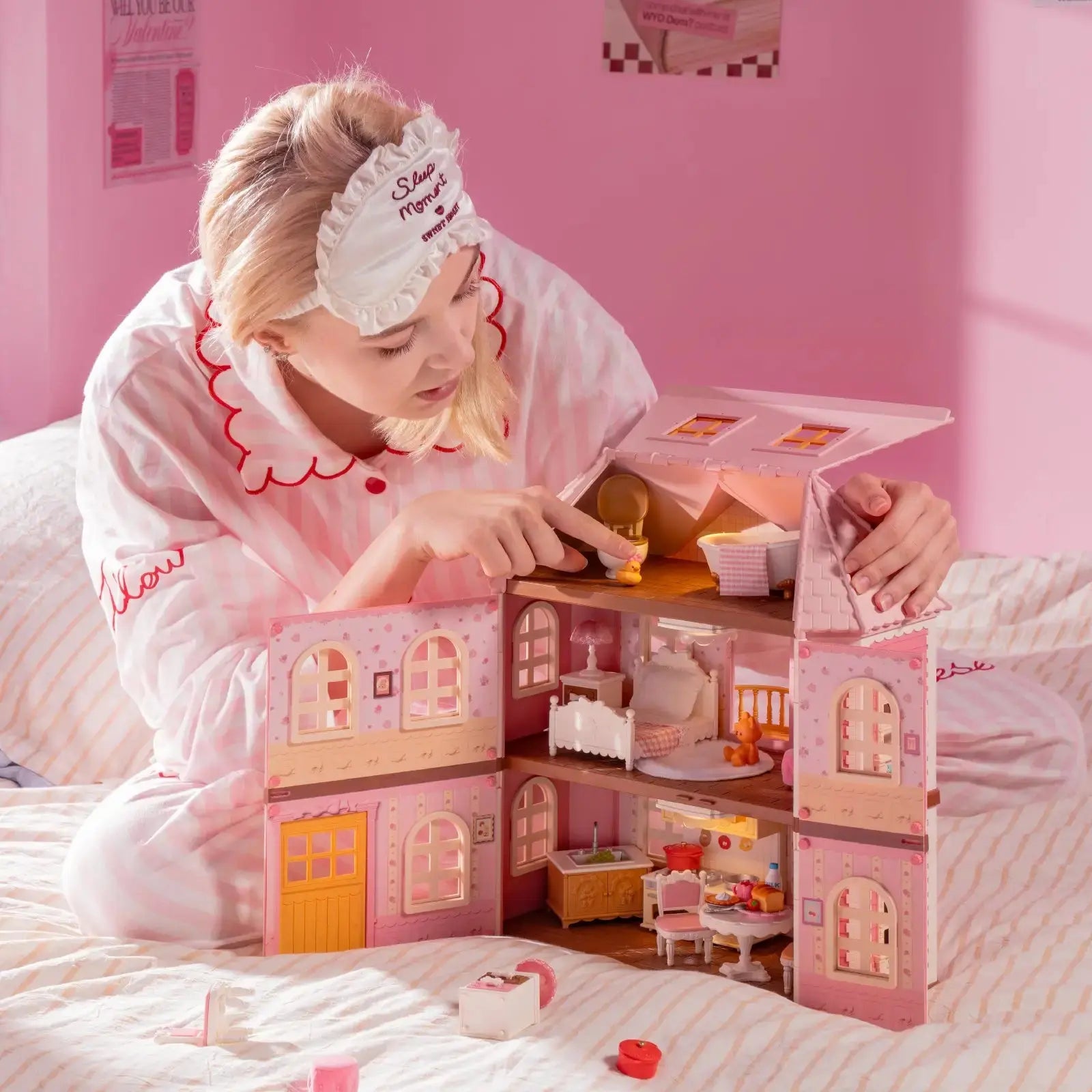 Pink Dollhouse Kit – Rolife Fairy Rose Cottage HH001 - Toys Quiz
