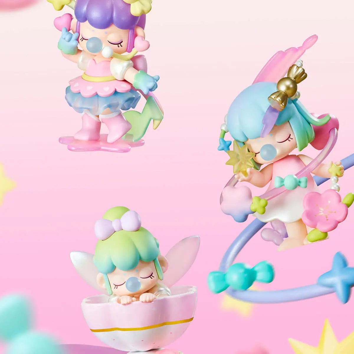 Nanci Sweet Time Tea Cup Diva and Honey Air figures in pastel display