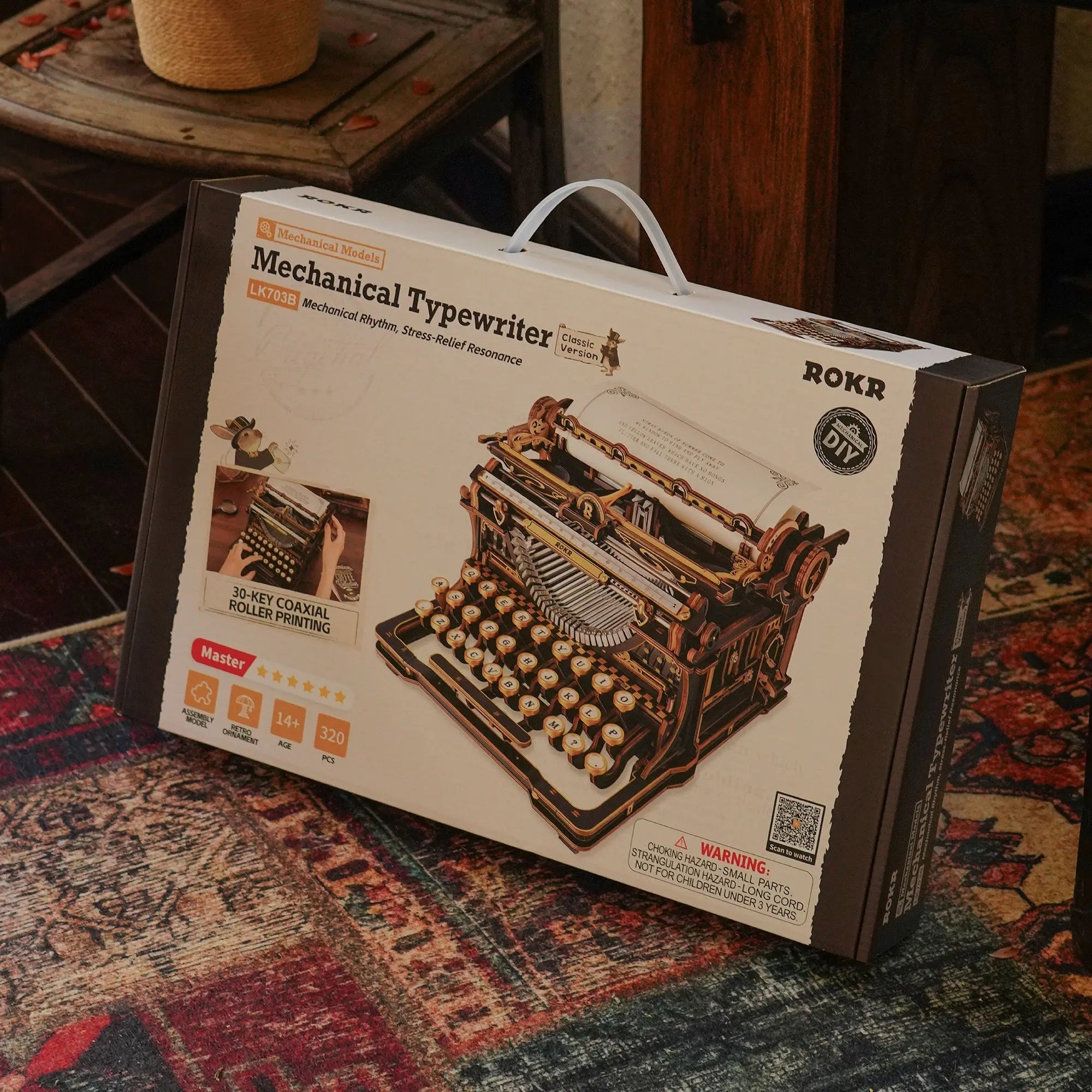ROKR Mechanical Typewriter Wooden 3D Puzzle LK703B (Classic Version) ROKR