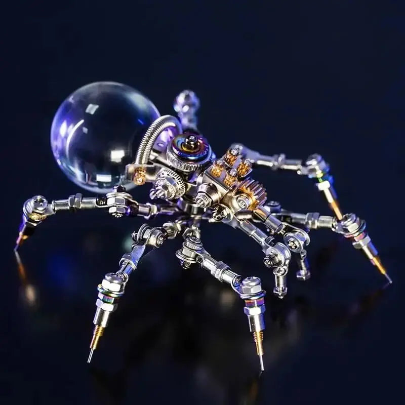3D spider model showing articulated legs gears screws and mechanical details