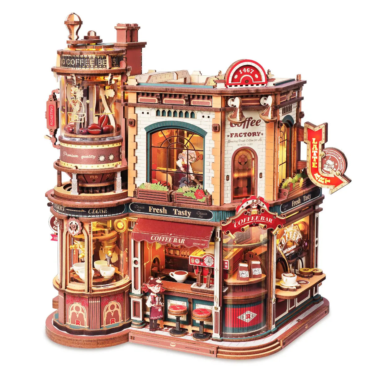ROKR Dream Coffee Factory Music Box Wooden 3D Puzzle EAB02 ROKR