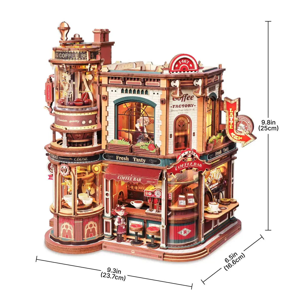 ROKR Dream Coffee Factory Music Box Wooden 3D Puzzle EAB02 - Toys Quiz