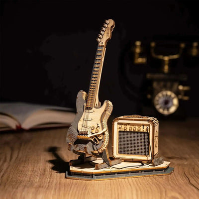 Electric Guitar Model 3D Wooden Puzzle - Toys Quiz