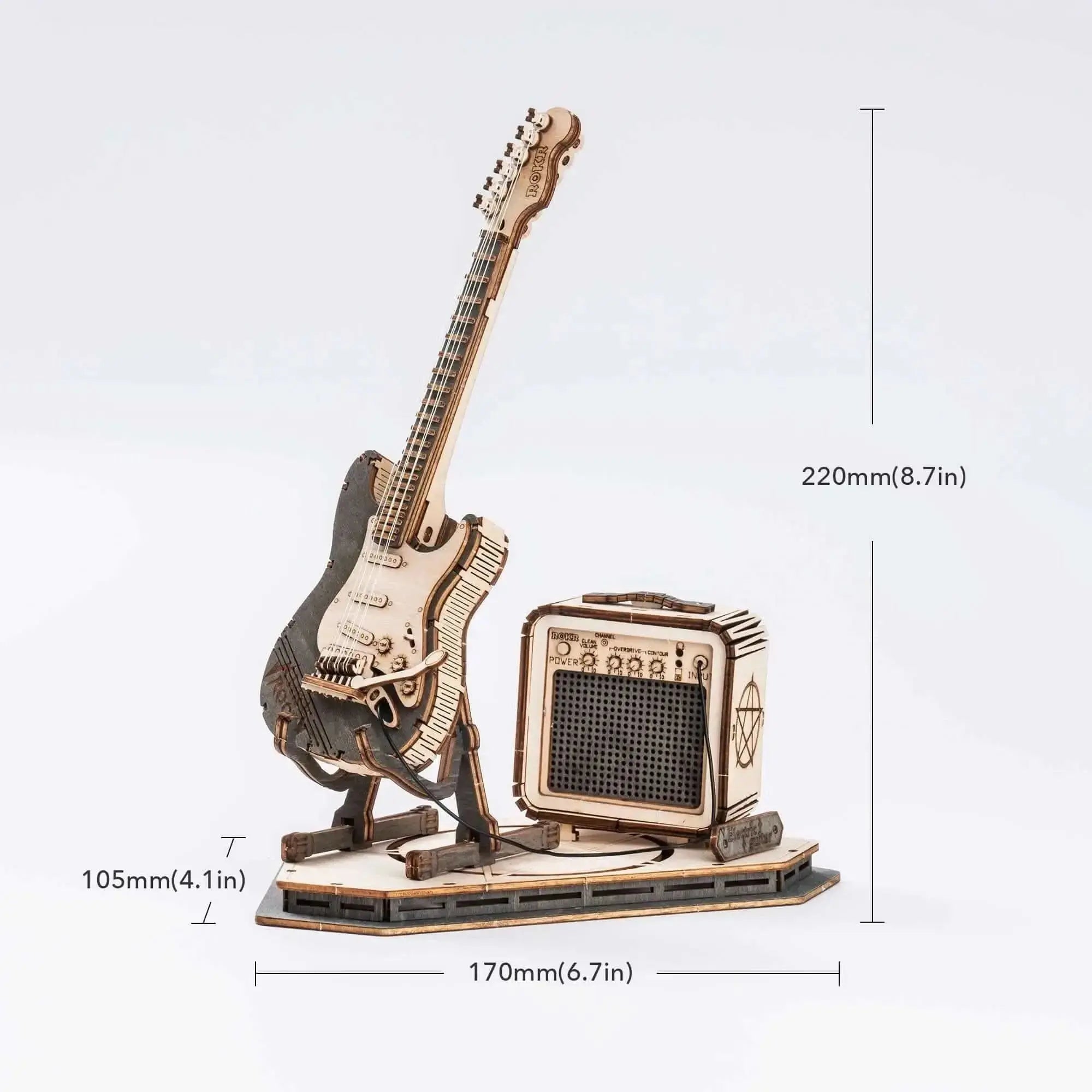 Electric Guitar Model 3D Wooden Puzzle - Toys Quiz
