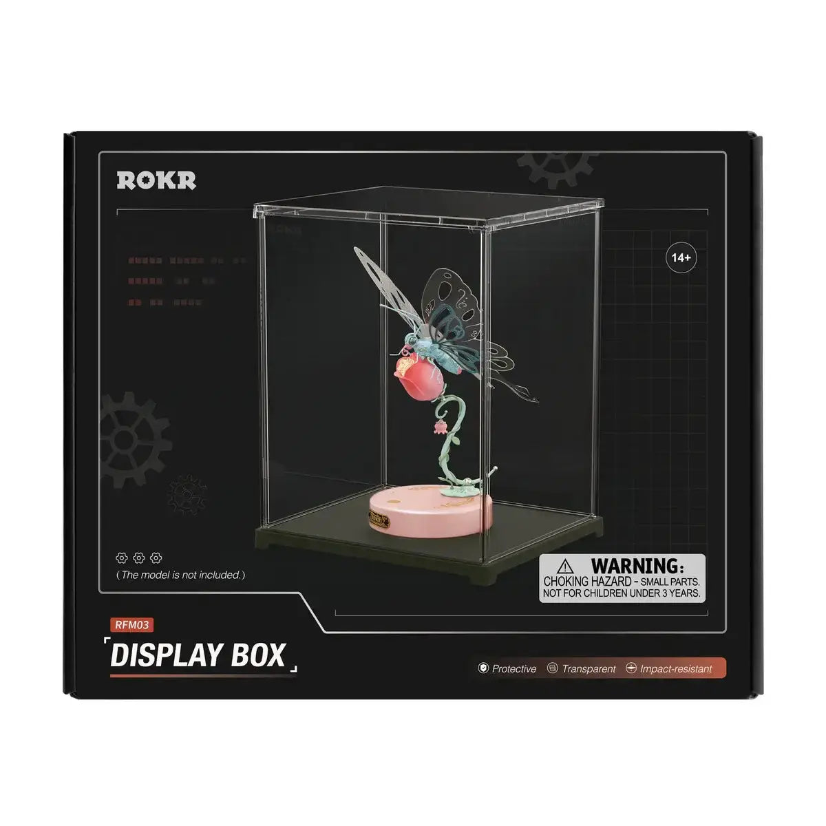 ROKR RFM03 showcasing a tall mechanical model inside the clear case