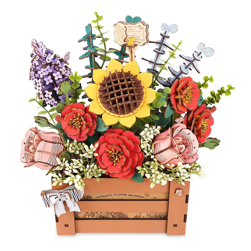 Rowood Wooden Bloom Box DIY 3D Puzzle Toys Quiz