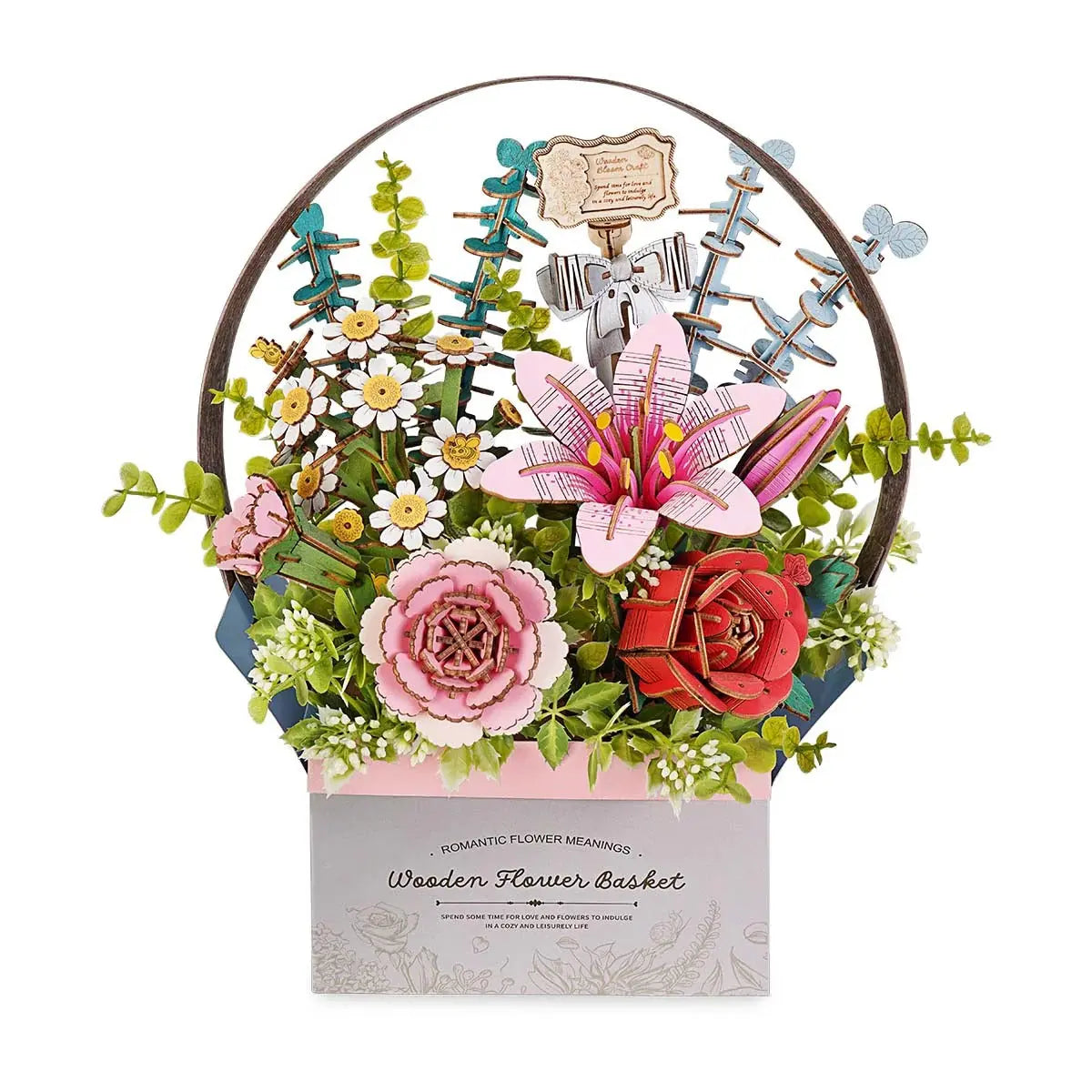 Rowood Wooden Flower Basket DIY 3D Puzzle Toys Quiz