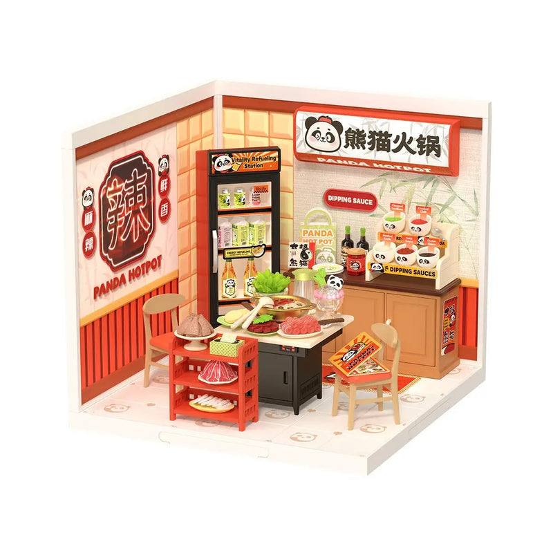 Rolife Panda Hot Pot DIY Miniature House Toys Quiz