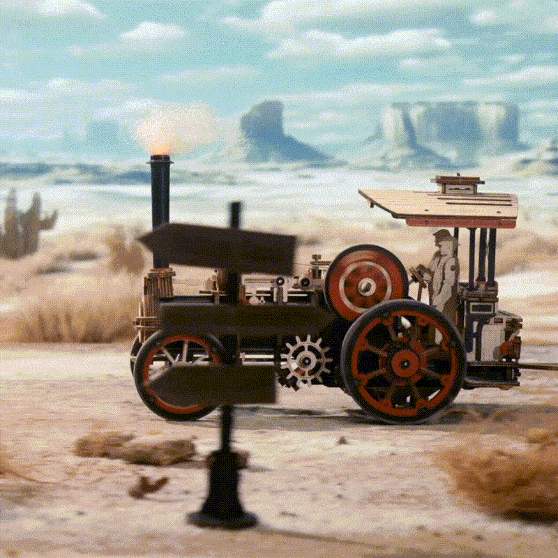 ROKR Steam Engine Mechanical 3D Wooden Puzzle (Battery powered) - Toys Quiz