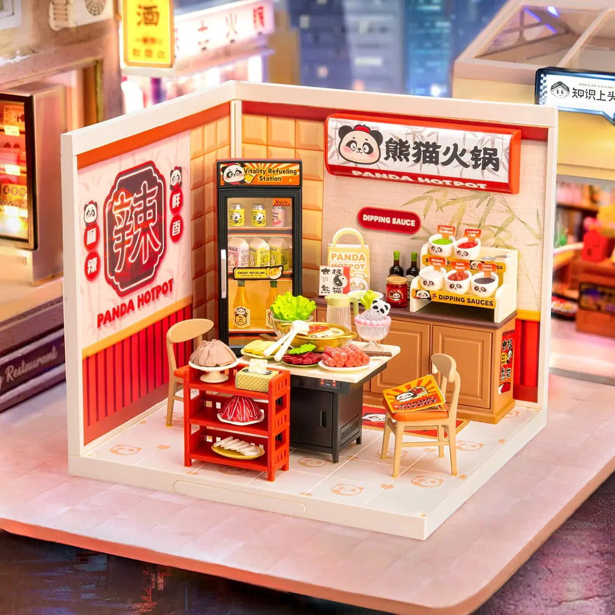 Rolife Panda Hot Pot DIY Miniature House Toys Quiz