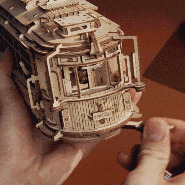 ROKR Classic City Tram 3D Wooden Puzzle - Toys Quiz