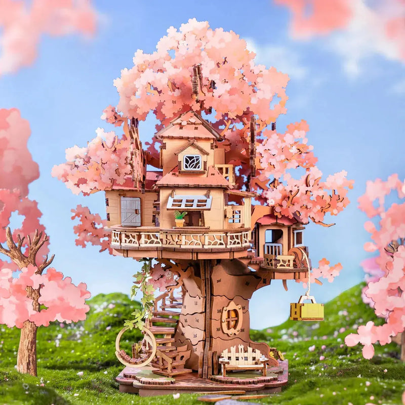 Rolife Sakura Tree House DIY Wooden 3D Puzzle Toys Quiz