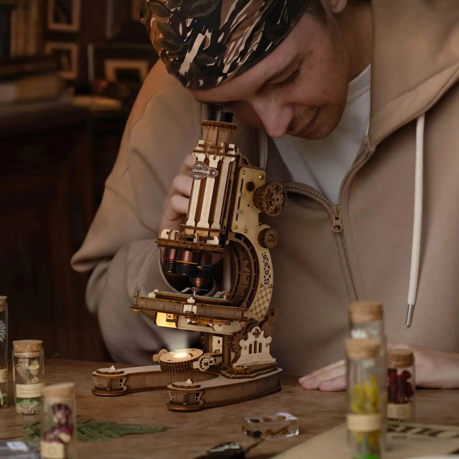 ROKR Microscope ST005 Working 3D Wooden Puzzle Kit - Toys Quiz