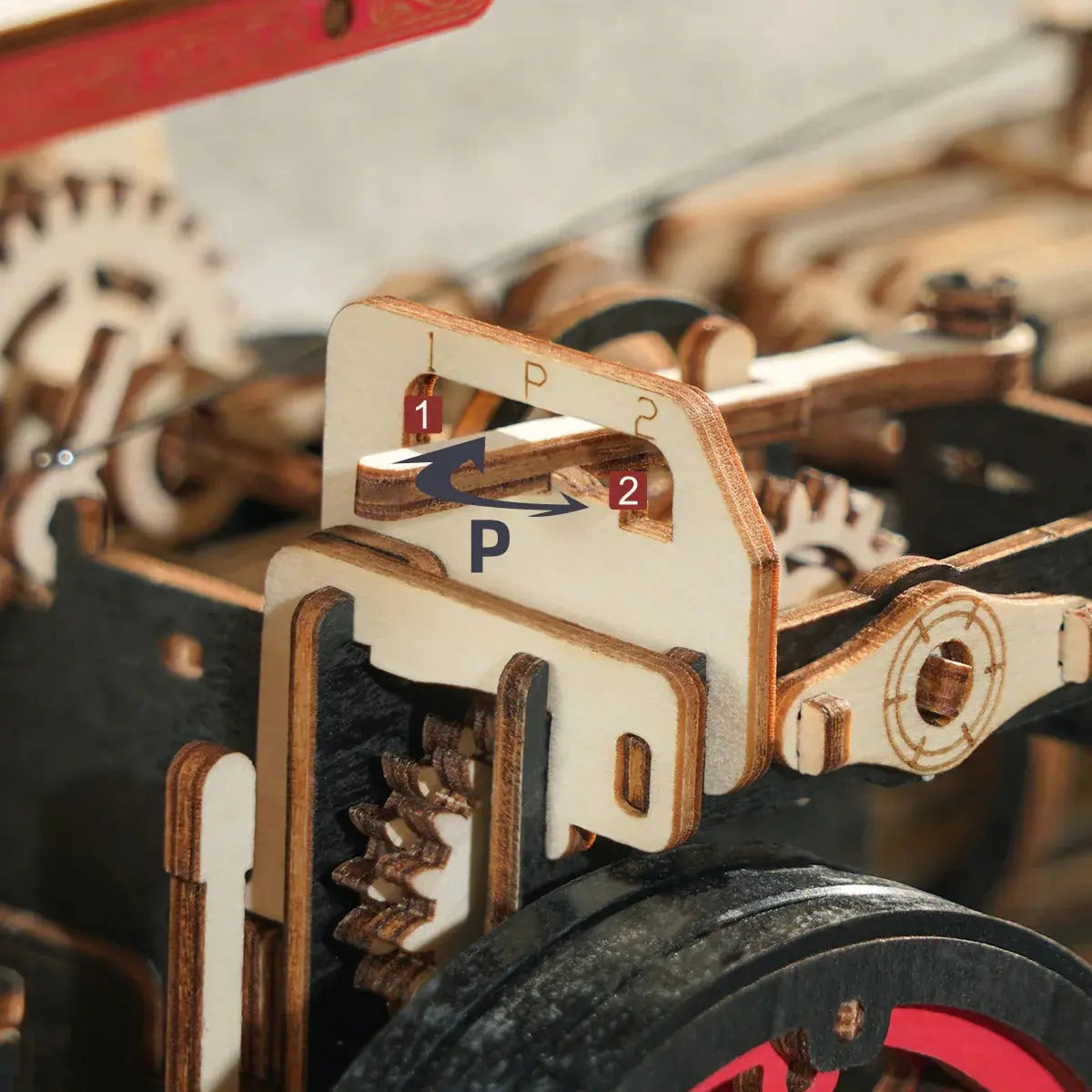 ROKR Steam Engine Mechanical 3D Wooden Puzzle (Battery powered) Toys Quiz