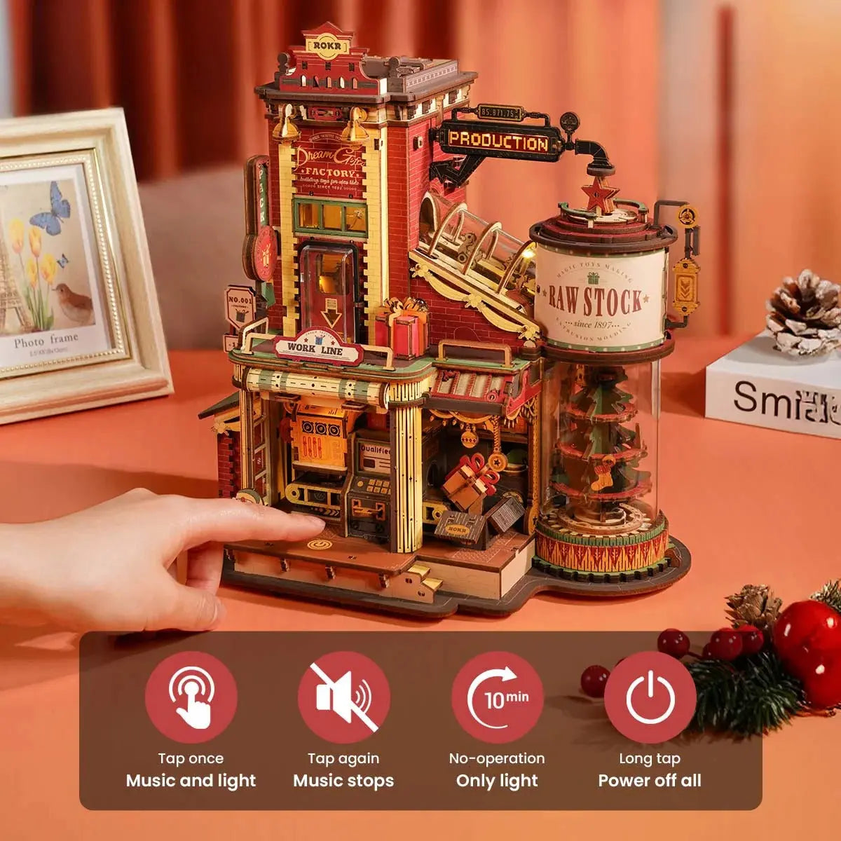 ROKR Christmas Dream Gift Factory Wooden Music Box Toys Quiz