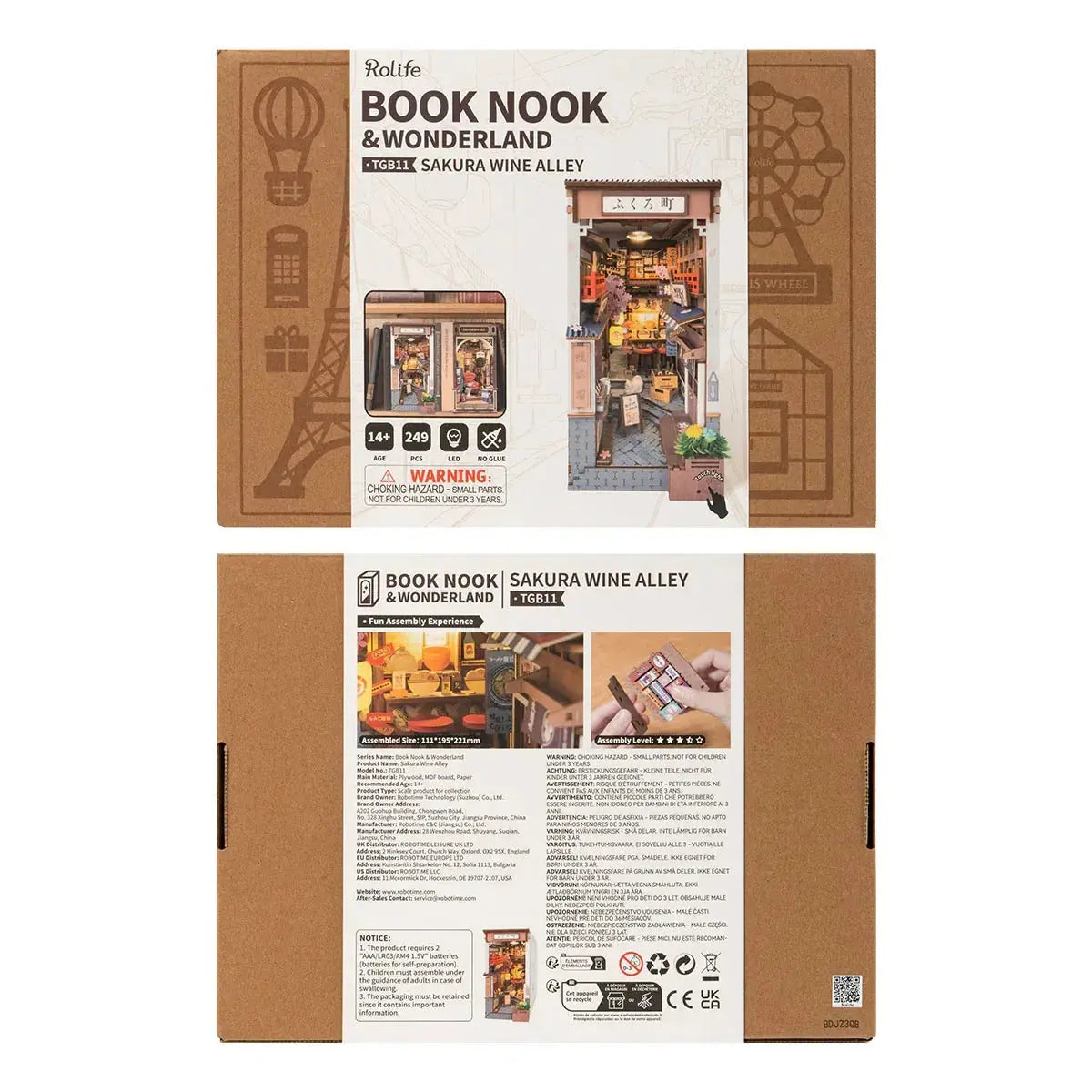 Rolife Sakura Wine Alley DIY Book Nook Shelf Insert Toys Quiz