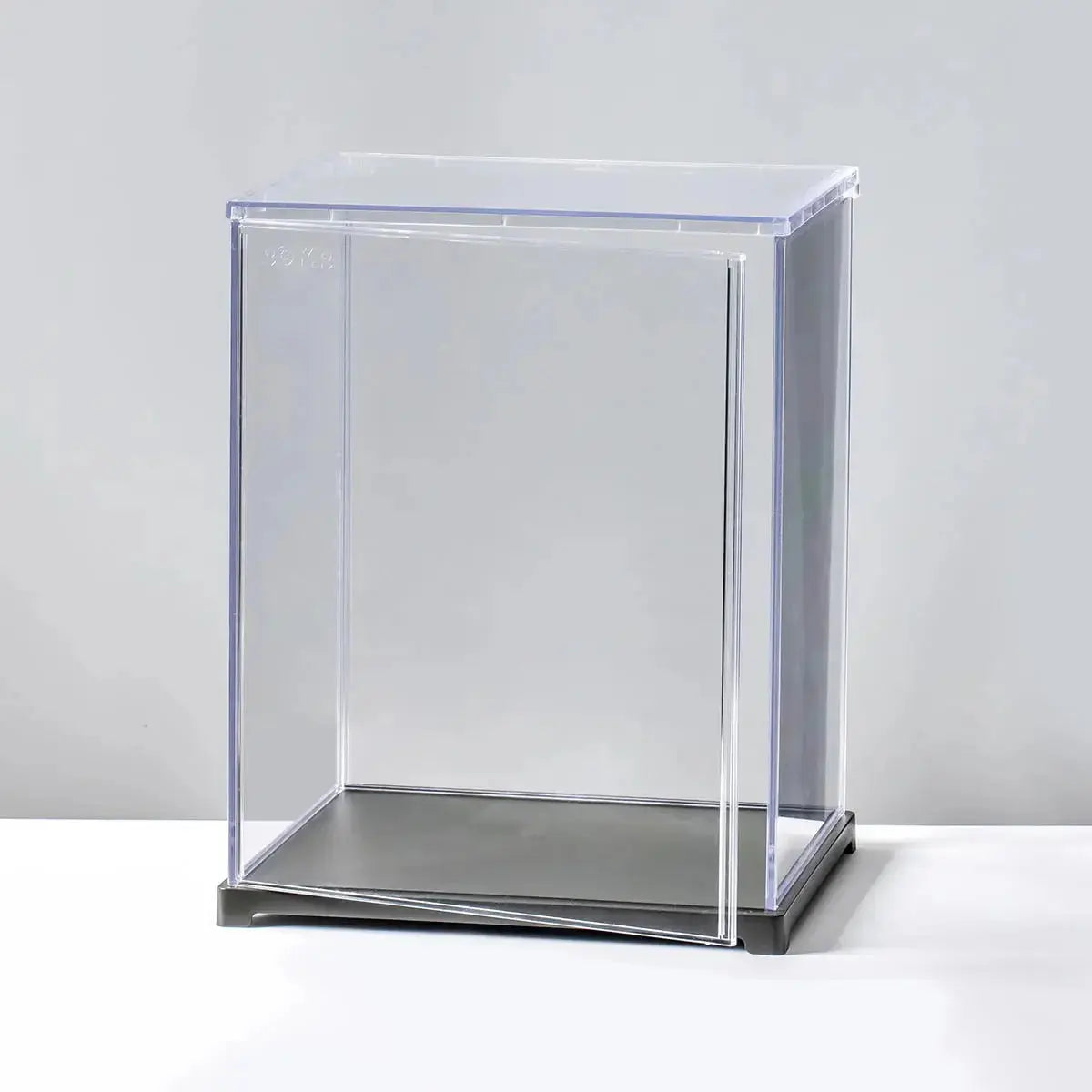 Clear polycarbonate ROKR display case with black base