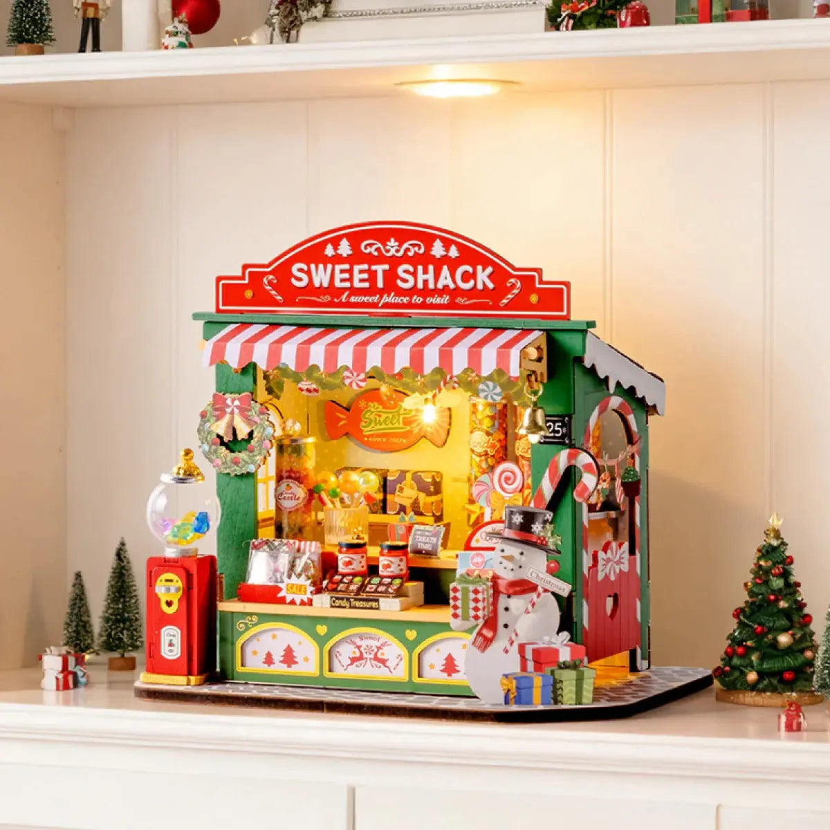 Rolife Christmas Candy Stand DIY Miniature House Toys Quiz