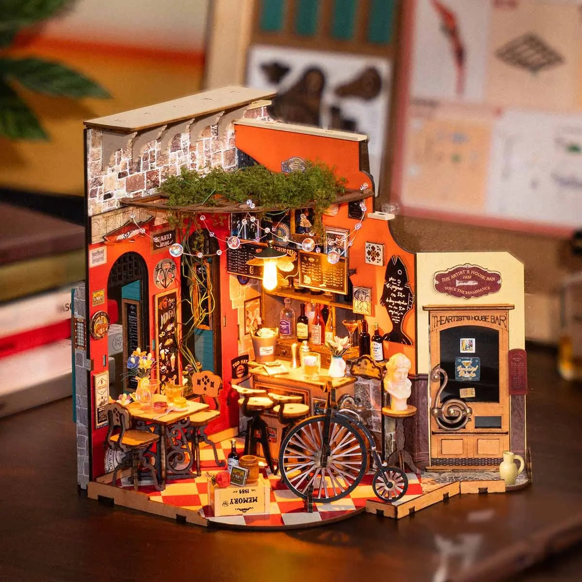 Rolife Cheers Bar & Dining DIY Miniature House Toys Quiz