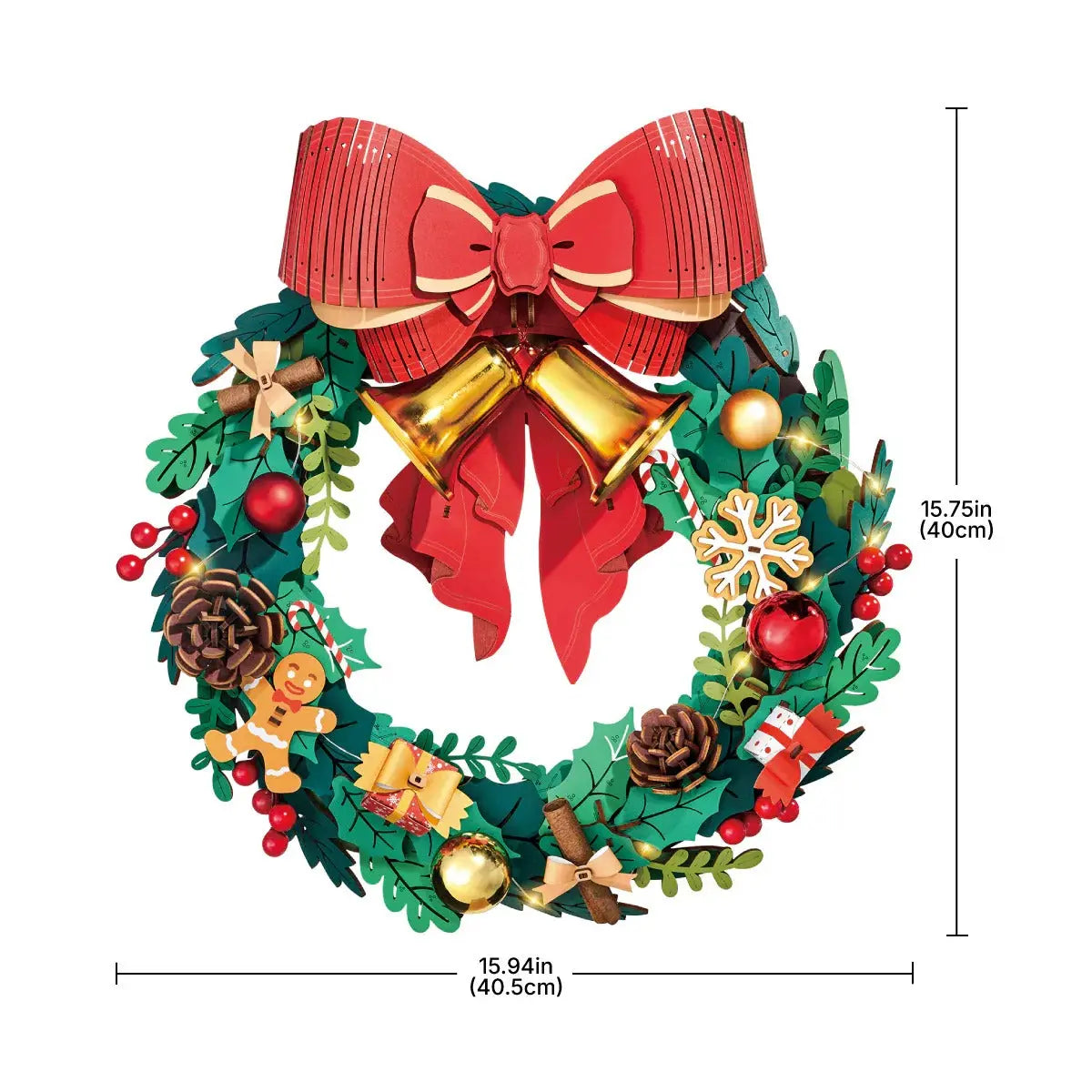 Rolife Christmas Wreath 3D Wooden Puzzle Toys Quiz