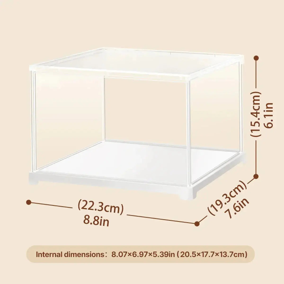 Stackable Rolife display cases arranged for compact models