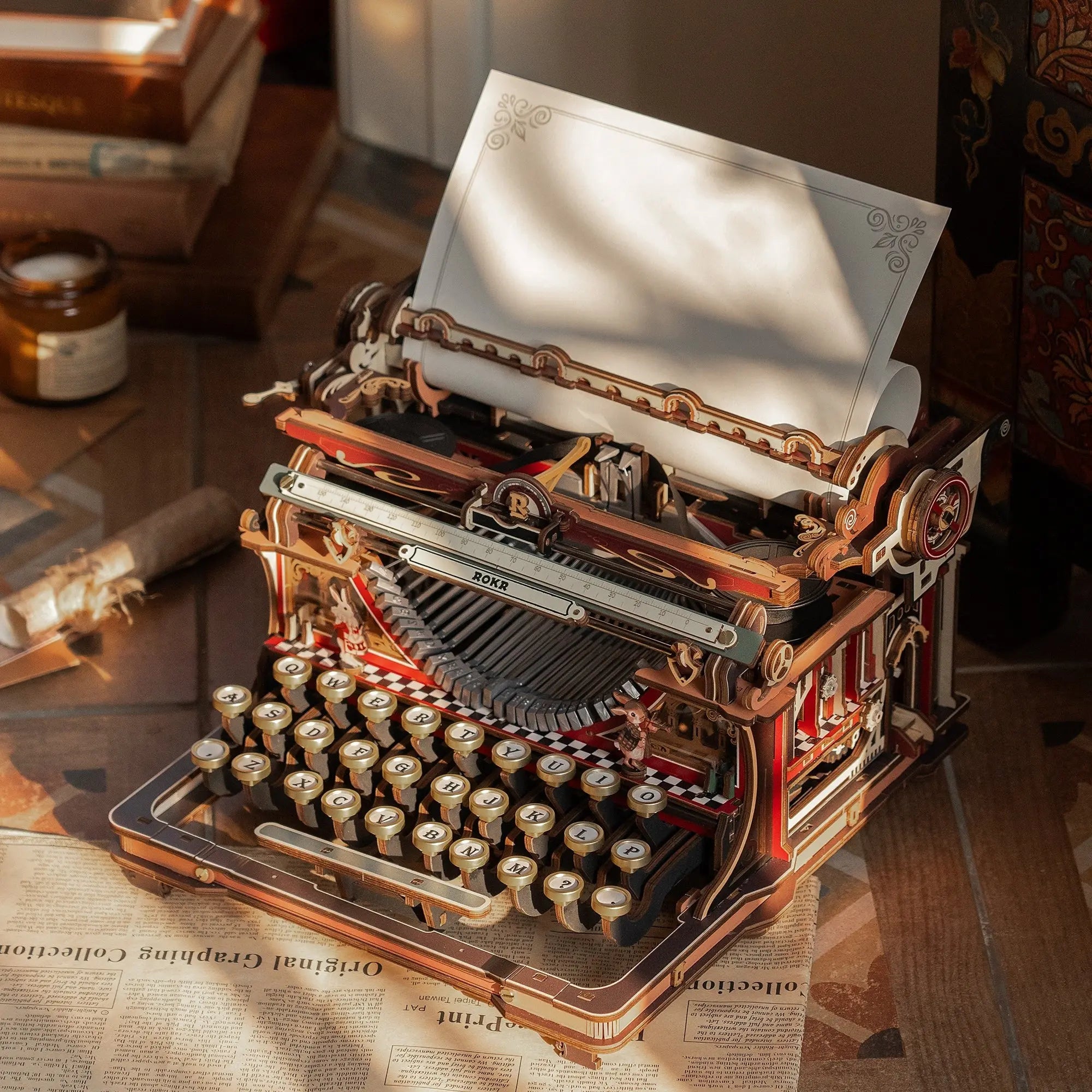 ROKR Mechanical Typewriter Wooden 3D Puzzle LK703C (Magic Version) ROKR