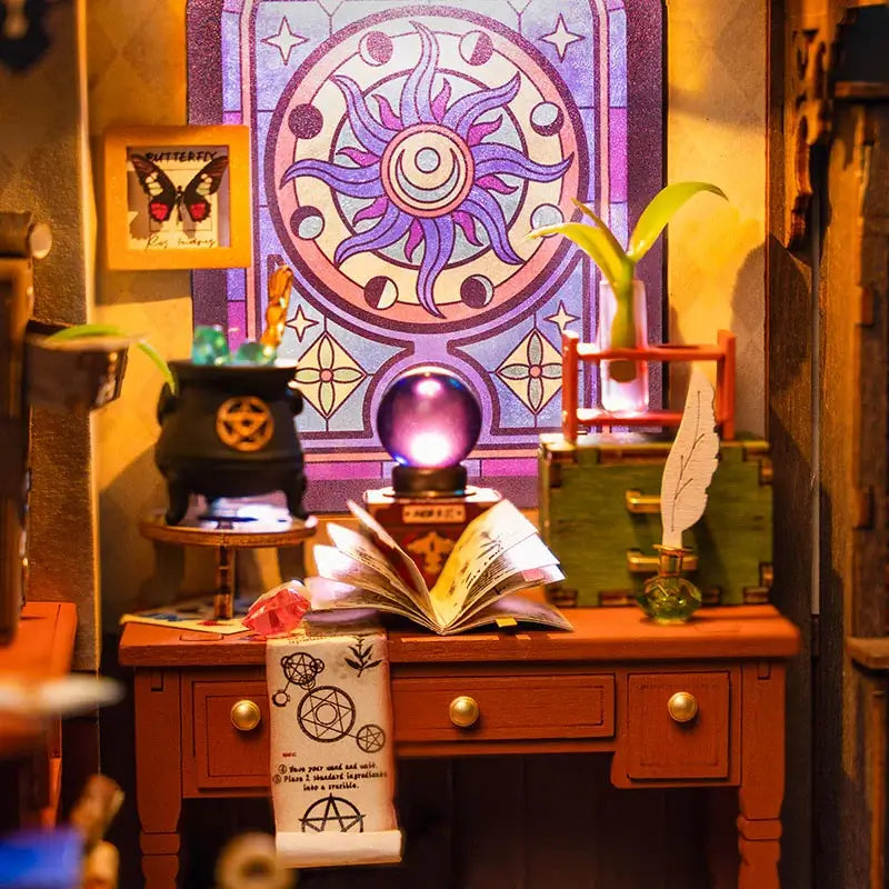 A mysterious wizard's workbench