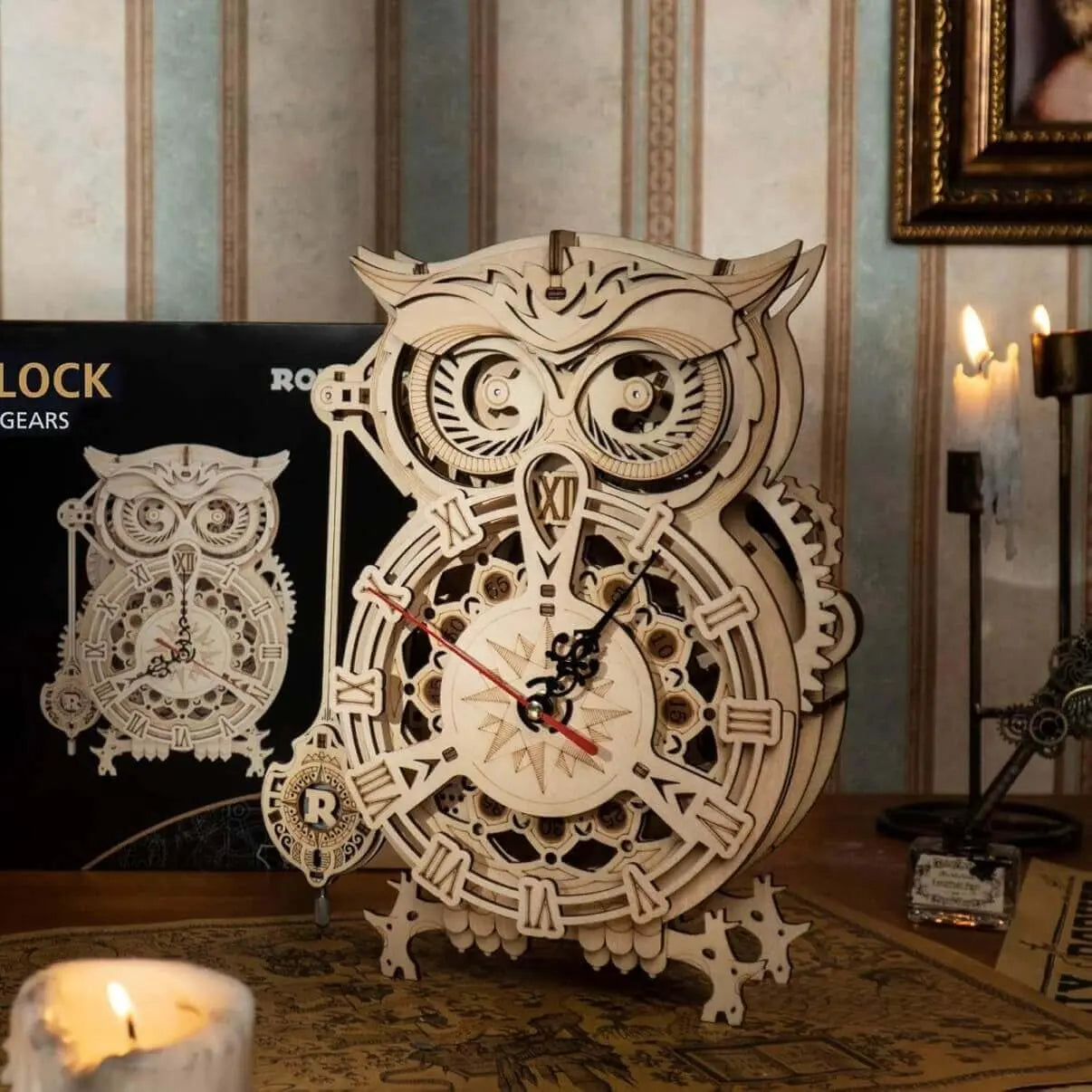 ROKR Owl Clock Mechanical Gears 3D Wooden Puzzle