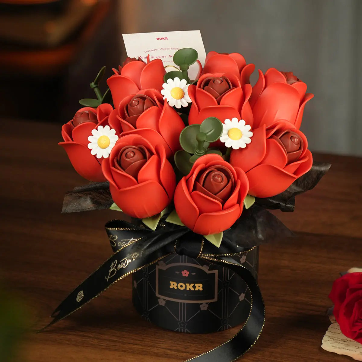 ROKR Red Rose Bouquet DIY 3D Puzzle ROKR