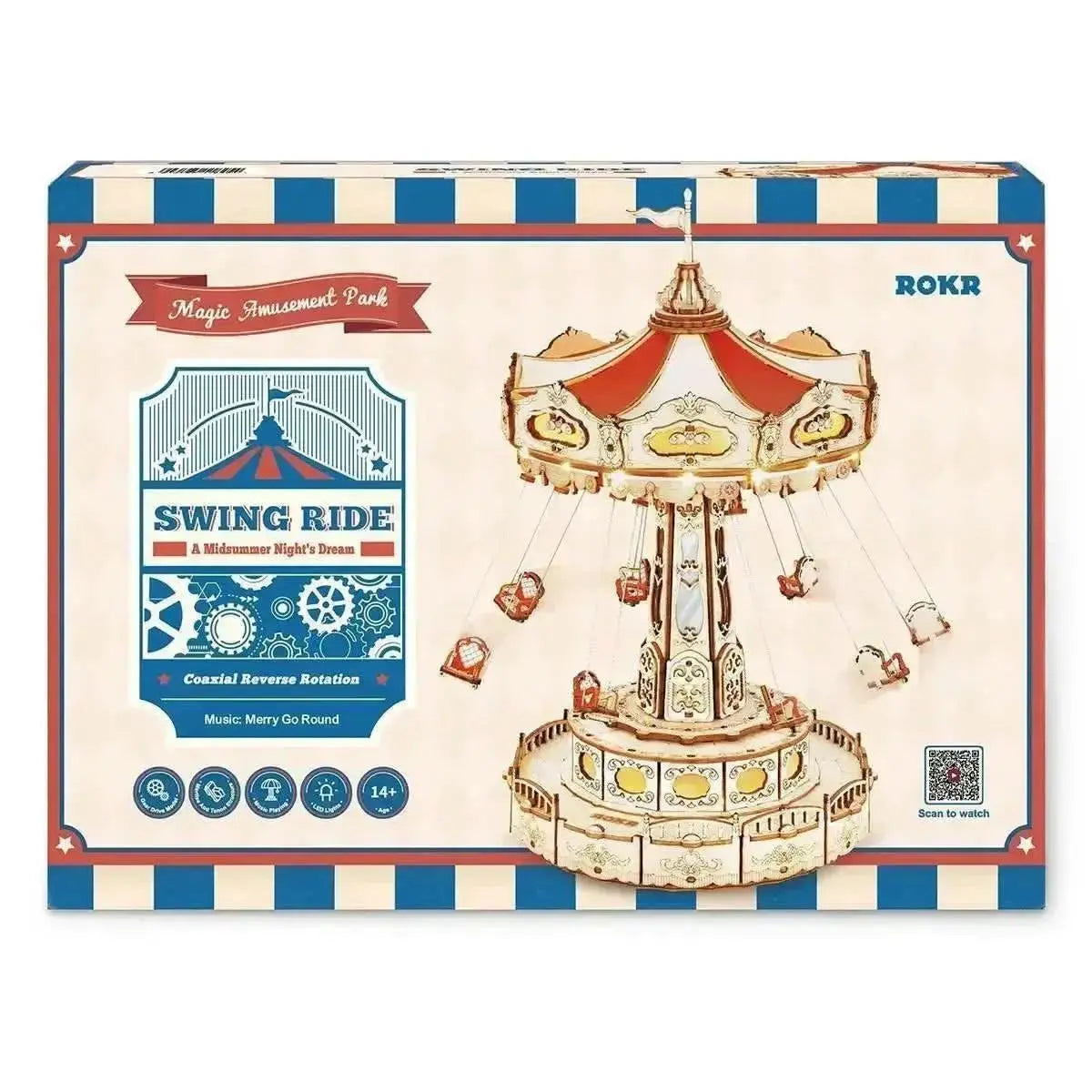 Swing Ride DIY Music Box 3D Wooden Puzzle - Toys Quiz
