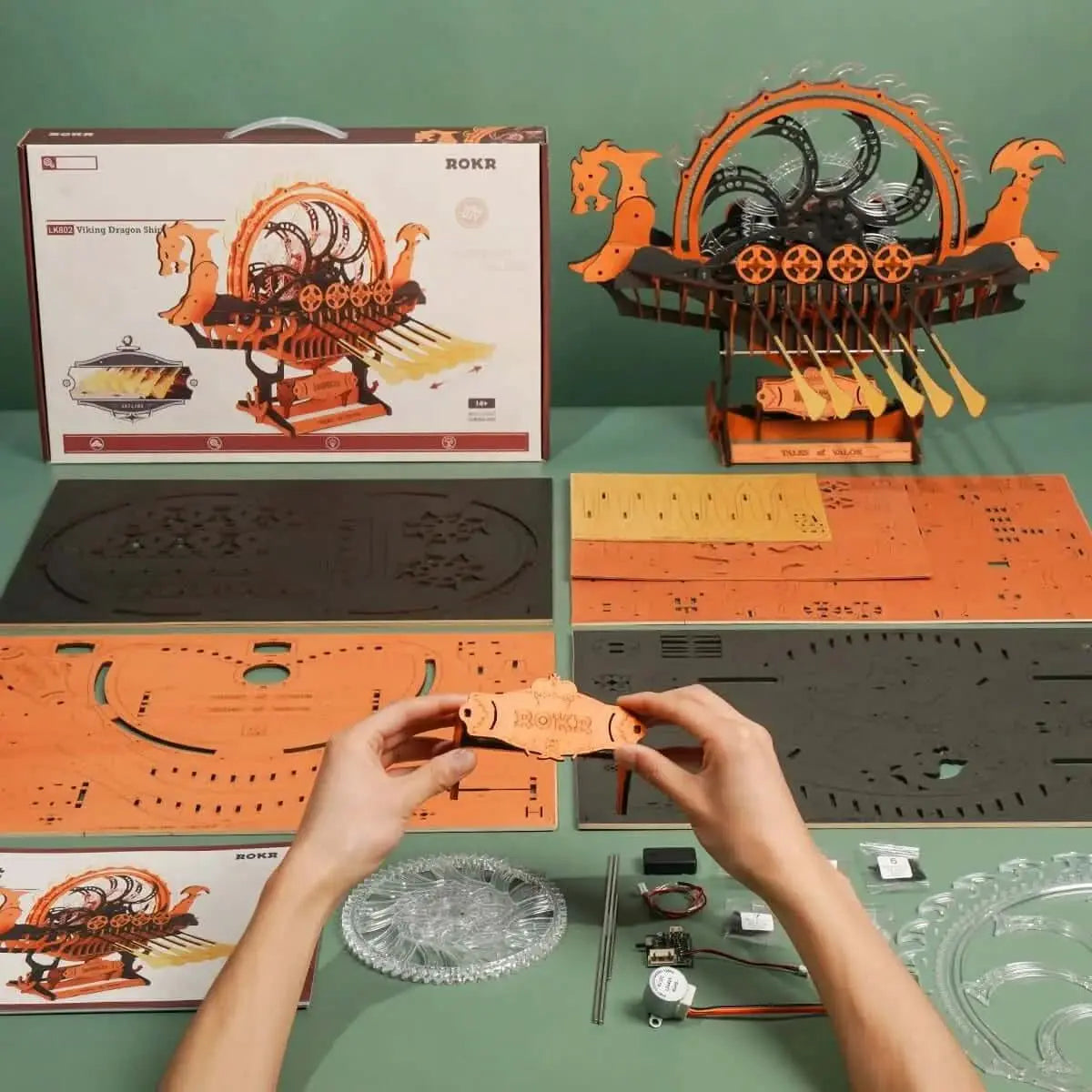 Viking Dragon Ship Mechanical 3D Wooden Puzzle - Toys Quiz