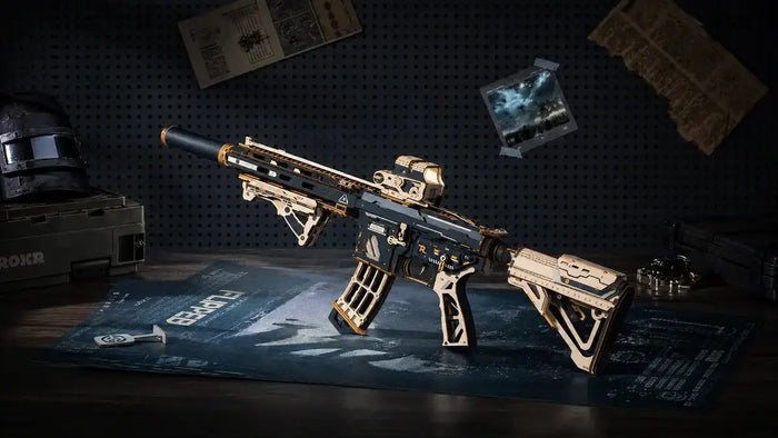 M416 3D Wooden Puzzle: Build the Ultimate Working Wooden Rubber Band Blaster  _ Toys Quiz