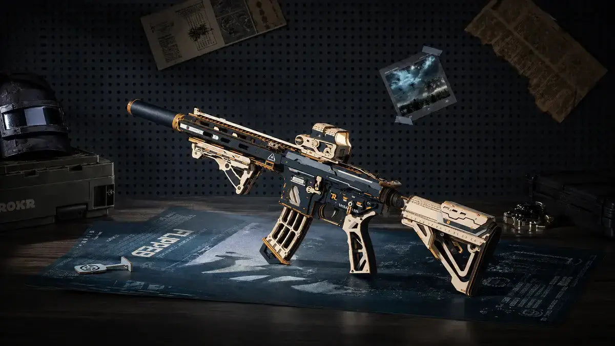 M416 3D Wooden Puzzle: Build the Ultimate Working Wooden Rubber Band Blaster  _ Toys Quiz