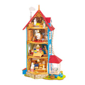 olife Moominhouse DA009 miniature house with its four furnished floors open against a white background