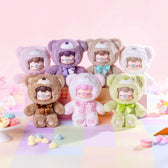 Six regular Nanci chocolate bear plush dolls with Creamy Sakura hidden edition