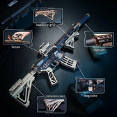 ROKR M416 diagram showing the sight, grip, silencer, magazine and adjustable stock
