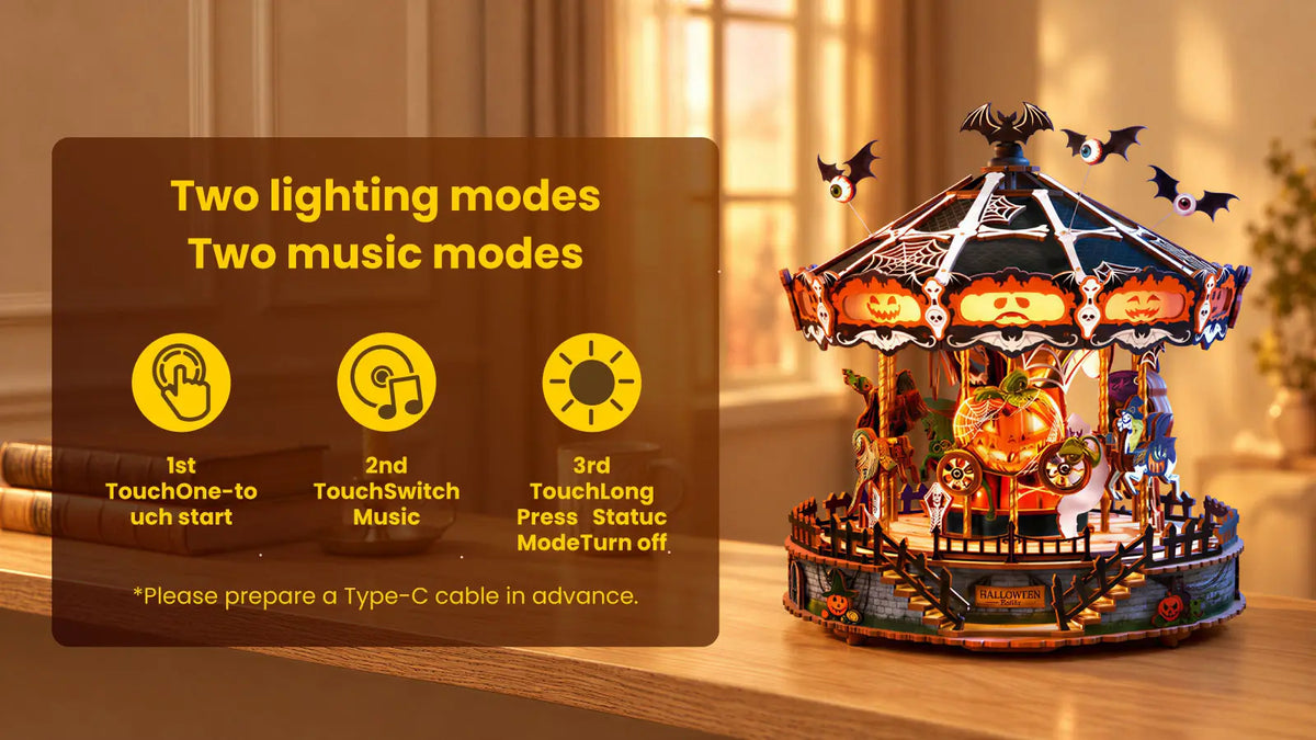 Rolife Phantom Waltz DIY Music Box – Halloween Carousel AMS04