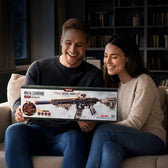 Gift recipients holding the boxed ROKR M416 Carbine 3D wooden puzzle
