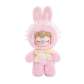 Pink Sweetheart plush bunny doll on white background