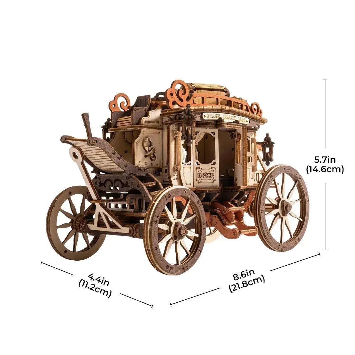 Stagecoach Mechanical Music Box 3D Wooden Puzzle-ROKR-Toys Quiz