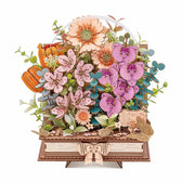 Rowood Wooden Blooming Book DIY Flower Bouquet 3D Wooden Puzzle Toys Quiz