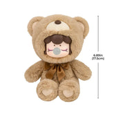 Caramel Coffee Nanci bear plush size guide showing 17.5 cm