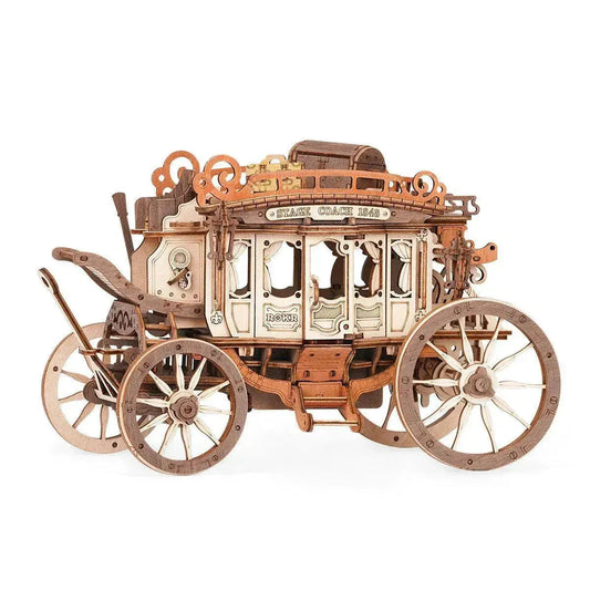 Stagecoach Mechanical Music Box 3D Wooden Puzzle-ROKR-Toys Quiz