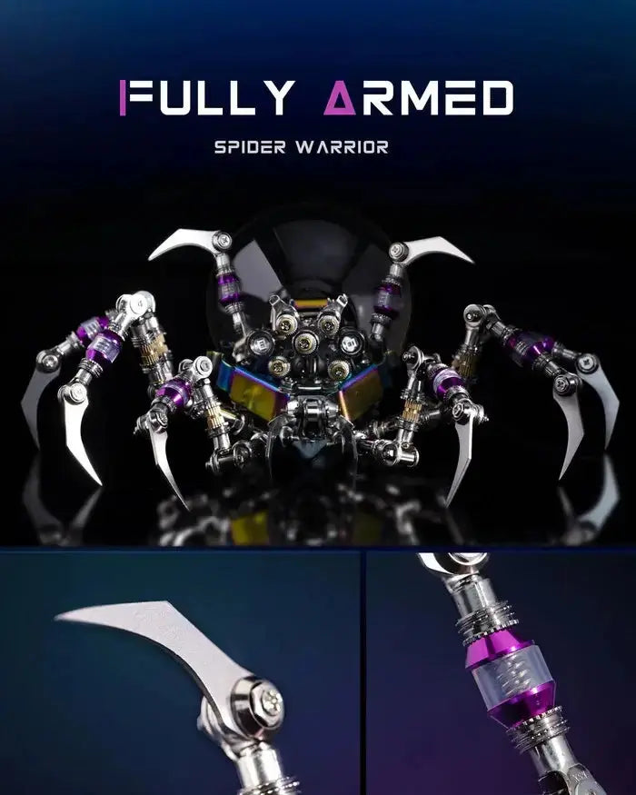 Assembly in progress of 3D metal puzzle plasma spider model