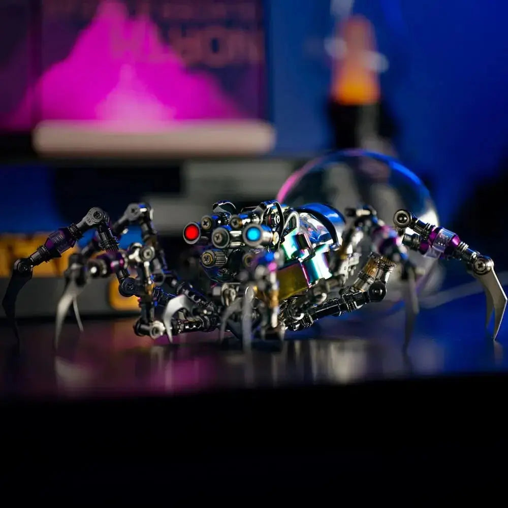 Detailed close-up of plasma spider 3D metal puzzle parts