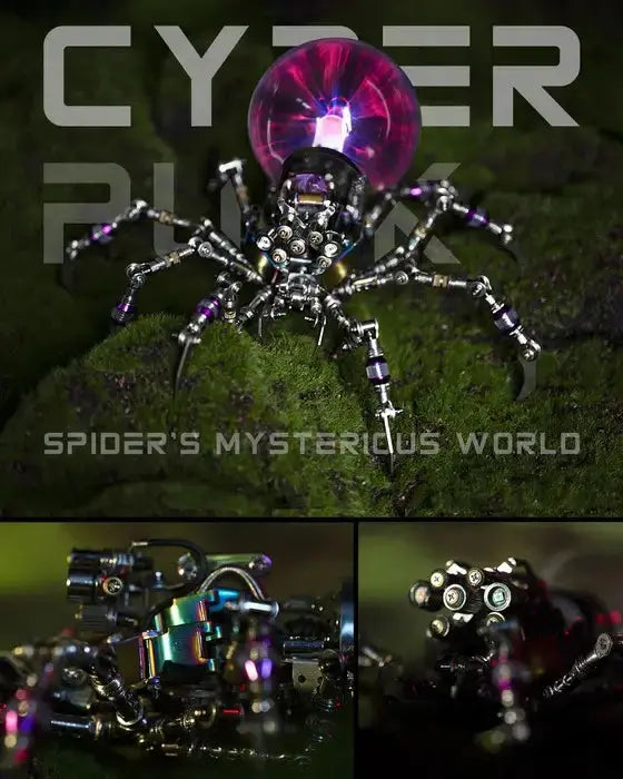 Front view of 3D metal puzzle plasma spider model assembled