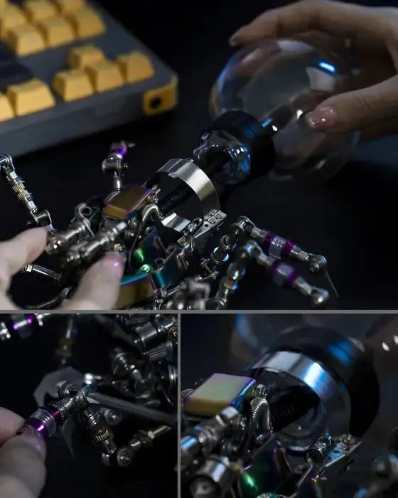 Plasma spider puzzle shown next to hand for size reference