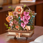 Rowood Wooden Blooming Book DIY Flower Bouquet 3D Wooden Puzzle Toys Quiz
