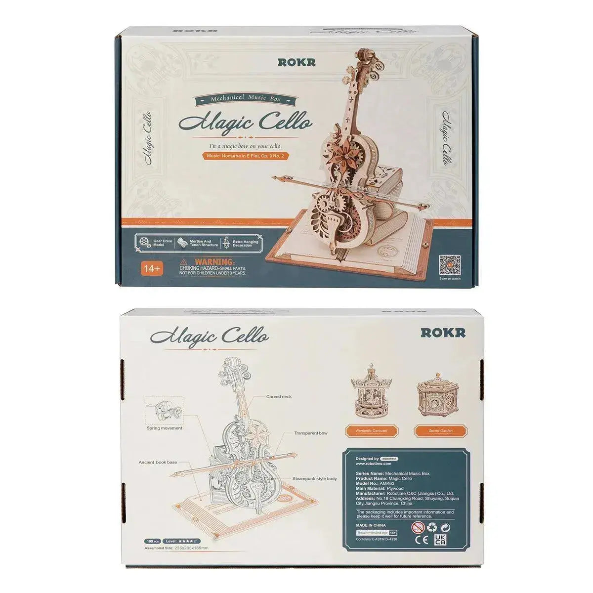 Magic Cello Mechanical Music Box 3D Wooden Puzzle-ROKR-Toys Quiz