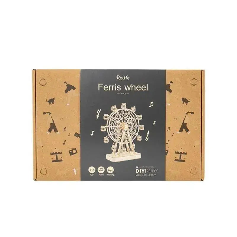 Ferris Wheel 3D Wooden Puzzle Music Box-Rolife-Toys Quiz